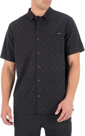 Hurley Incon Aero Short Sleeve Button-Up Shirt in Black at Nordstrom, Size Xx-Large