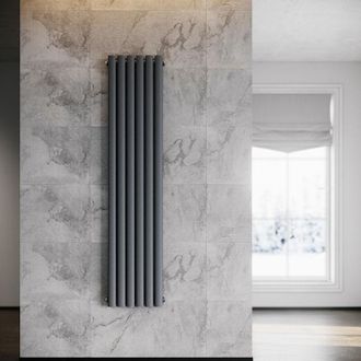 Sonni Radiador De Vertical Antracita Ovalado Radiador Centro Conexi&oacute;n Doble Capa 357x1600mm - Sonni