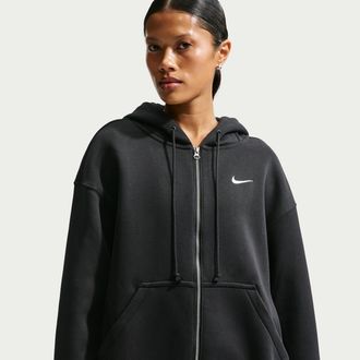 Nike Womens Nike Sportswear Phoenix Fleece Oversized Full-Zip Hoodie in Black | DQ5758-010