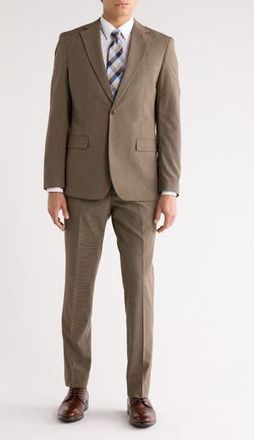 Scotch & Soda Classic Fit Micro Houndstooth Suit in Tan at Nordstrom Rack, Size 46 - R