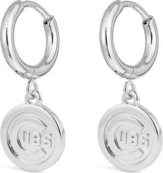 Luv AJ x The MLB Chicago Cubs Logo Charm Hoop Earrings in Silver at Nordstrom
