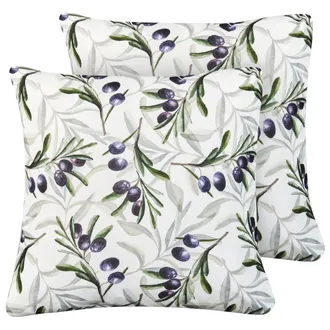 Beliani Beliani - Conjunto De 2 Cojines De Exterior Accesorios De Jard&iacute;n Patr&oacute;n De Hojas 45x45 Cm Multicolor Tranqui