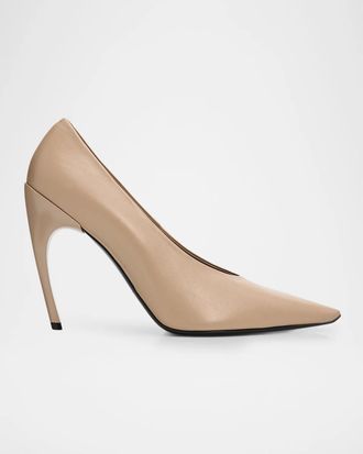 Roger Vivier Choc Decollette 100MM Leather Curved-Heel Pumps