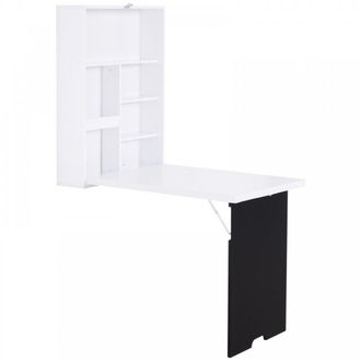 Carter's MDF Folding Wall-Mounted Drop-Leaf Table with Chalkboard Shelf - White - CARTER | TJ Hughes