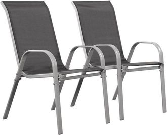 Habitat et Jardin Habitat Et Jardin - Sedia da giardino textilene Cordoba -Phoenix- Grigio scuro/Argentato-Set di 2