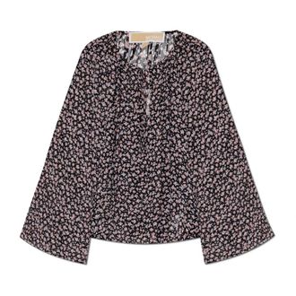 Michael Kors Overhemden, Dames, Zwart, M, Polyester, Bloemenprint top