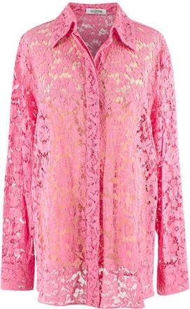 Valentino Garavani Valentino Bubblegum Pink Floral Lace Shirt Size XS