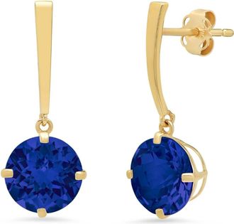 MAX + STONE 14k Yellow Gold Solitaire Round-Cut Gemstone Drop Earrings (8mm)