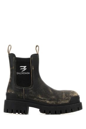 Balenciaga Black Distressed Strike Chelsea Boots