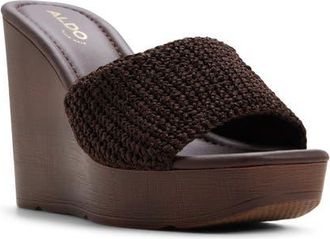 Aldo Grounded Platform Wedge Sandal in Dark Brown at Nordstrom, Size 8.5