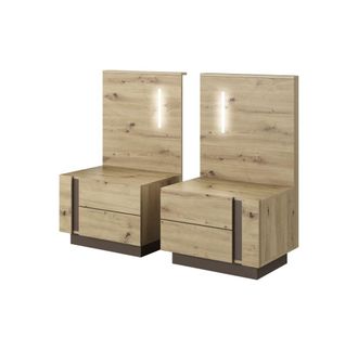 AKL FURNITURE Mesita de noche efecto madera Gris