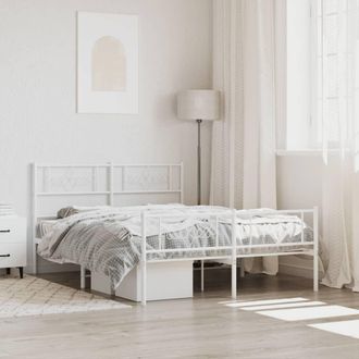 vidaXL Estructura Cama Sin Colch&oacute;n Con Estribo Metal Blanco 140x200 Cm Vidaxl
