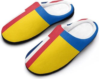 Generic Ukraine UK Friendship Cotton Slippers for Women Memory Foam Comfy House Shoes with Anti-Skid Rubber Sole