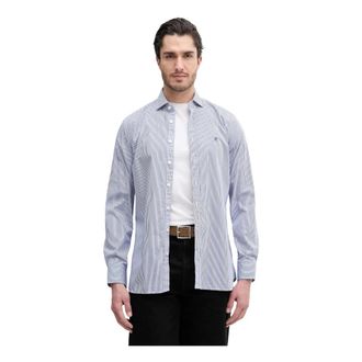 Hackett Gecentreerd overhemd met klassieke gestreepte kraag - Heren - Casual Overhemden - Blauw - 2XL - Katoen - Overhemden
