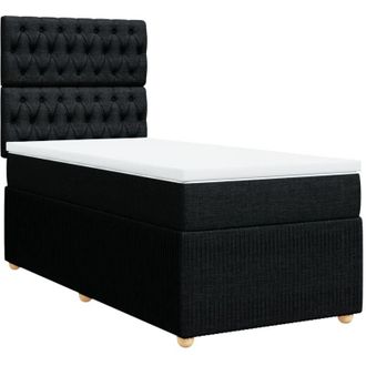 vidaXL Cama Box Spring Con Colch&oacute;n Tela Negro 90x190 Cm Vidaxl