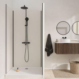 Aurlane Pack 3 Paneles Murales Aluminio Marfil 90+120+90x210 Cm Y Perfiles Negros
