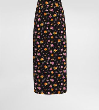 Dolce & Gabbana Small Rose Bouquets-print Straight Charmeuse Skirt - Woman Skirts Multicolor 36