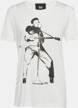 Dolce & Gabbana White Printed Jersey T-Shirt L