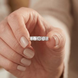Pompeii3 1 Ct Diamond Five Stone Tellis Wedding Ring 14k White Gold