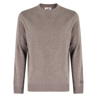 MC2 Saint Barth Round-neck Knitwear, male, Brown, XL, Off White Crew Neck Jumper