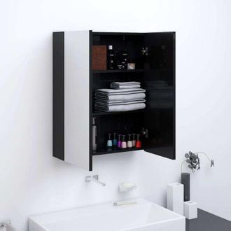 vidaXL Armario De Espejo De Ba&ntilde;o Mdf Negro Brillante 60x15x75 Cm Vidaxl