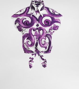 Dolce & Gabbana Majolica-print Poplin Shirt - Woman Shirts And Tops Multicolor 40