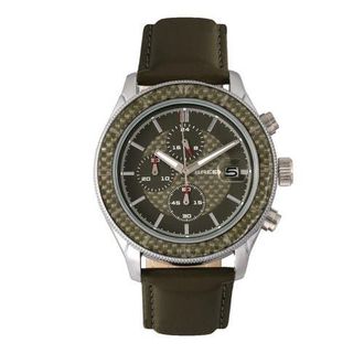 Breed Maverick Chronograph Leather-Band Watch w/Date in Silver/olive at Nordstrom