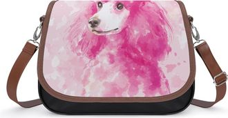 Generic Cute Poodle Dog Watercolor Womens Crossbody Bag Fashion Shoulder Handbags Message Tote Bag with Adjustable Strap