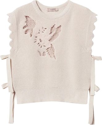 Twin-Set Top con ricamo - Toni neutri