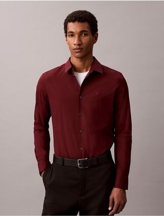 Calvin Klein Mens Slim Stretch Button-Down Shirt - Red - XL
