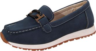 Generic Loafers for Women Casual Slip On Flat Shoes Round Toe Fashionable Anti-Slip Lightweight Comfortable Slip On Walking Shoes Work Office Leisure Dark Blu