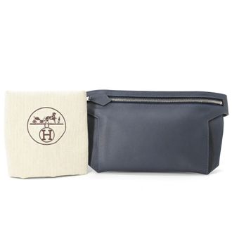 Herm&egrave;s Navy Evercalf Leather Sling Bag (Pre-Owned)