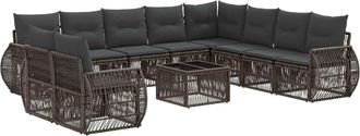 vidaXL Conjunto De Sof&aacute;s De Jard&iacute;n 11 Uds. Gris Y Gris Oscuro Vidaxl