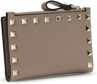 Valentino Garavani Womens Beige Calf Leather Bos Taurus Wallet