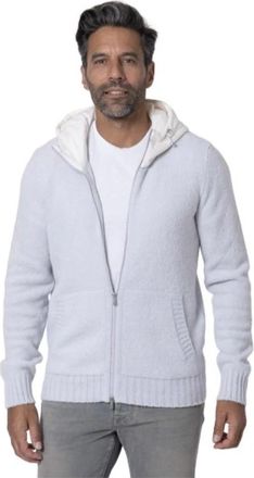Gran Sasso Grijze Hoodie met Rits - Heren - Vesten - Wit - L - Wol - Truien & Vesten