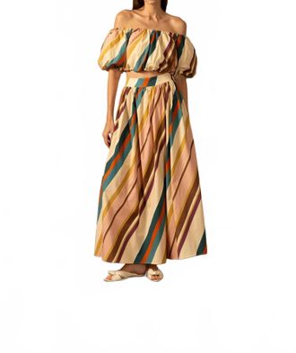 Adriana Degreas Organic Stripes Off-The-Shoulder Blouse In Multi Stripes