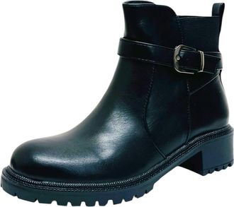 Generic Womens Faux Leather Elastic Panel Office Work Zip Ladies Ankle Boots (Black, One Size, UK Footwear Size System, Adult, Women, Numeric, Medium, 3)