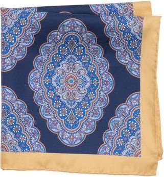Robert Graham Medallion Silk Pocket Square in Navy/Yellow at Nordstrom Rack