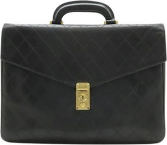 Chanel Pre-owned Bicolore Leren Business Tas - Heren - Vintage Handtas - Zwart - ONE Size - Leer - Vintage
