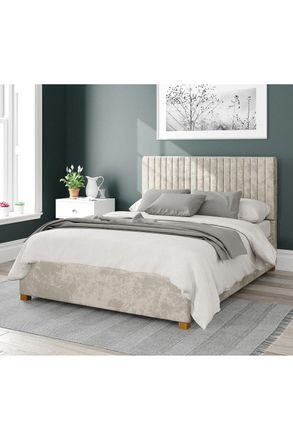 Aspire Home Accents Grant Upholstered Ottoman Storage Bed, Mirazzi Velvet Fabric in Ivory | Size: Super King