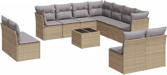 vidaXL Set De Sof&aacute;s De Jard&iacute;n 12 Pzas Y Cojines Rat&aacute;n Sint&eacute;tico Marr&oacute;n Vidaxl