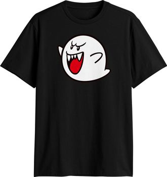 Mad Engine Nintendo Super Mario Boo Ghost Adult T-Shirt, Black, Medium