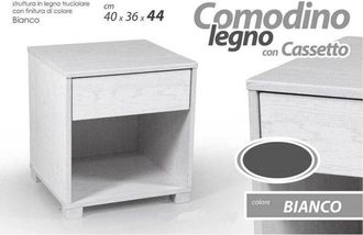 Trade Shop Trade Shop - Comodino Con Casseto Letto Moderno 44x40x36cm Legno Bianco Rovere Sbiancato