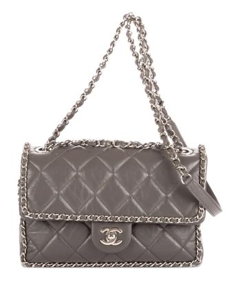 Chanel chain-around Single Flap shoulder bag - women - Lambskin - One Size - Grey