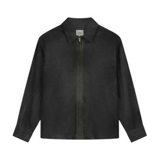 Arte Dusty Linen Zip Shirt - Heren - Overhemden - Zwart - Maat: S Linnen