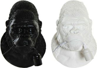 DKD Home Decor Lampada da Parete DKD Home Decor 23 x 19 x 32 cm Nero Bianco Resina 220 V 50 W Gorilla Moderno (2 Unit&agrave;)
