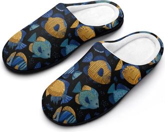 Generic Tropical Fish Funny Mens Cotton Slippers Soft Non-Slip Rubber Sole House Slipper Indoor Outdoor