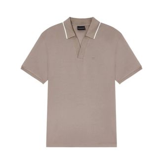 Emporio Armani Piqu&eacute; poloshirt met V-hals - Heren - Polos - Groen - L - Katoen - Tops