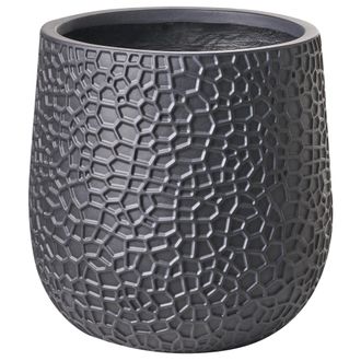 Beliani Maceta Para Exterior E Interior Tiesto Decorativo Redondo De Fibra De Arcilla 41 X 41 X 43 Cm Negro Qiyun