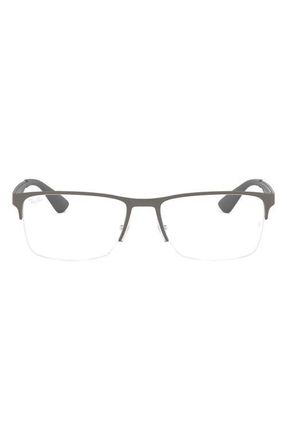 Ray-Ban 54mm Semi Rimless Rectangular Optical Glasses in Matte Gunmetal at Nordstrom